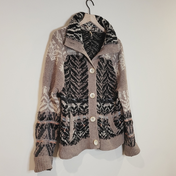 Free People Fair Isle Nordic Cardigan Sweater - Picture 2 of 7